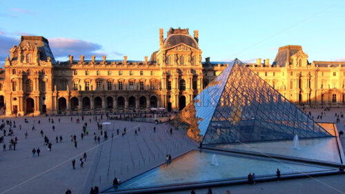 Video – Louvre museum at sunset art galleries, square and buildings, stock video - Starpik Stock