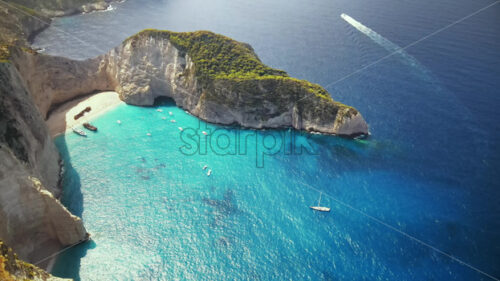 Drone cinematic Navagio beach of Zakynthos - Starpik Stock