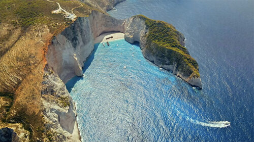 Drone cinematic Navagio beach of Zakynthos - Starpik Stock