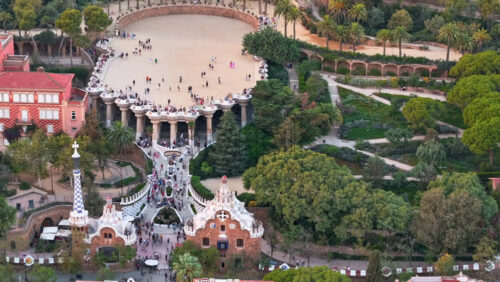 Video - Timelapse of walking tourist people at Park Guell in Barcelona, Spain cinematic