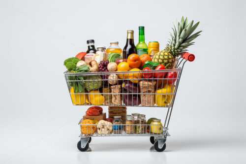 A basket with food products on a white background - Starpik