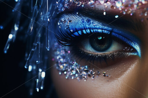 A beautiful eye covered in glitter fashion make ups - Starpik