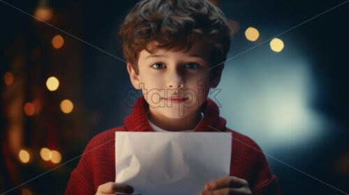 A boy holding a letter for Santa Claus - Starpik