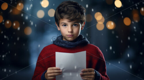 A boy holding a letter for Santa Claus - Starpik