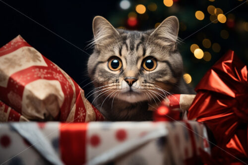 A cat looks among the presents - Starpik