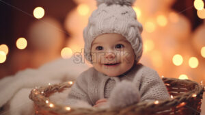 A cute baby in a basket - Starpik