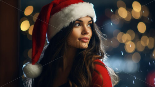 A girl wearing Santa’s hat - Starpik