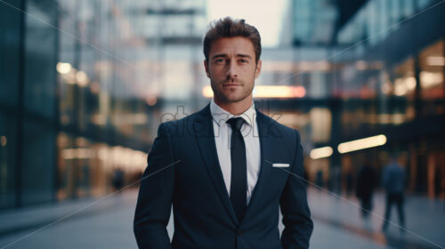 A young businessman in a suit against the background of an office - Starpik