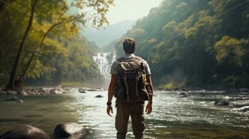 A young tourist on the bank of a river - Starpik