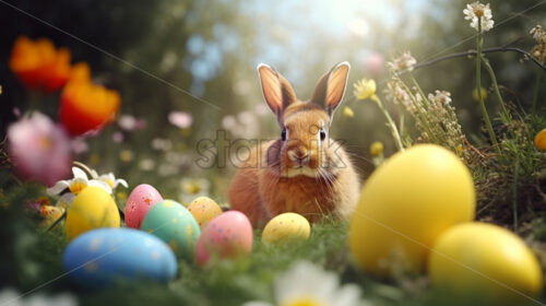 An Easter bunny in the woods with a Easter bunny - Starpik