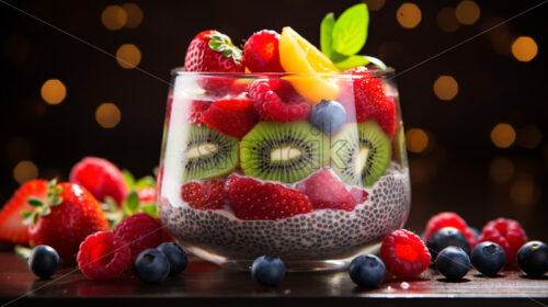 Chia seeds puddings with fruits fresh tasty - Starpik