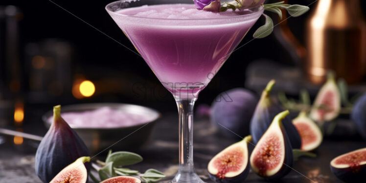 Fig fruits gin tonic or martini cocktails close up - Starpik