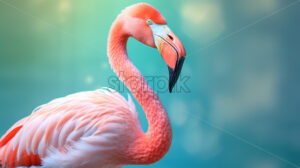 Flamingo colorful bird on blue backgrounds - Starpik