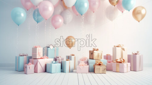 Giftboxes and balloons party celebration banners - Starpik