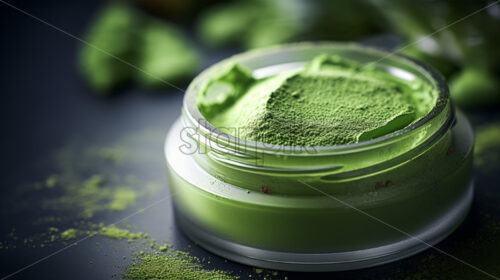 Green cream cosmetics with matcha mock up backgrounds - Starpik
