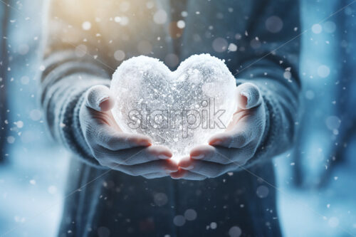 Hands holding a snow heart - Starpik