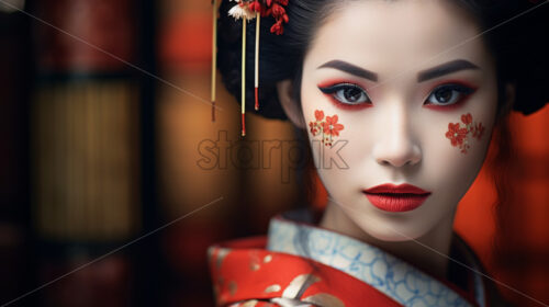 Japanese girl traditional dress and make up portraits - Starpik