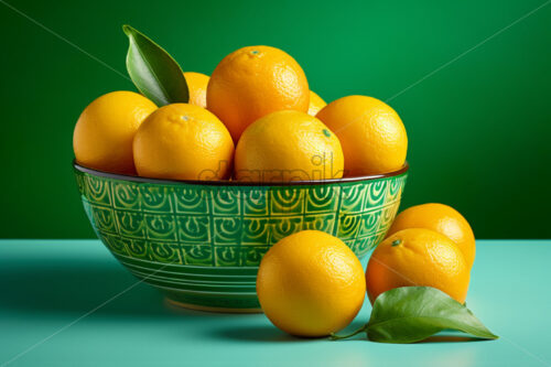Oranges in a greens traditional bowl - Starpik