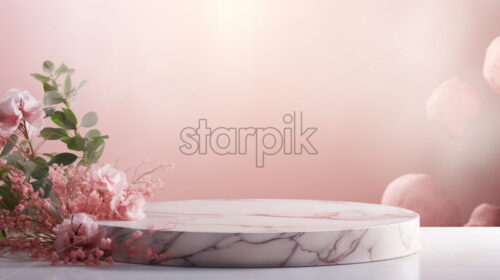 Pink abstract mock up podium for product placements - Starpik