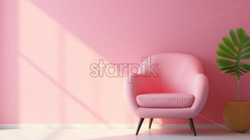 Pink chair at a pink background posters - Starpik