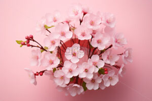Pink cherry flowers card pink backgrounds - Starpik