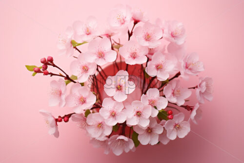 Pink cherry flowers card pink backgrounds - Starpik