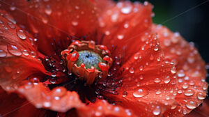 Poppy flower with water drops close ups - Starpik