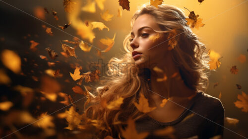 Portrait of a girl in autumn leaves - Starpik