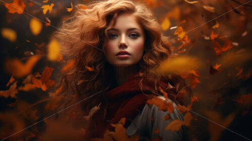 Portrait of a girl in autumn leaves - Starpik