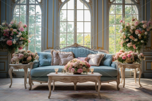 Royal interior with luxurious furniture and flowers - Starpik