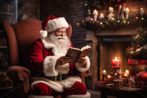 Santa is reading a book in an armchair - Starpik