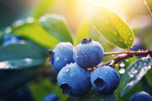 Some blueberries on a branch at sunrise - Starpik