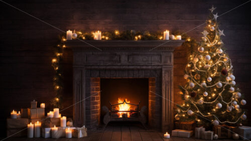 A Christmas atmosphere near a fireplace - Starpik Stock