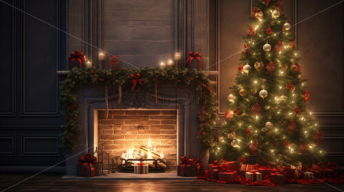 A Christmas atmosphere near a fireplace - Starpik Stock