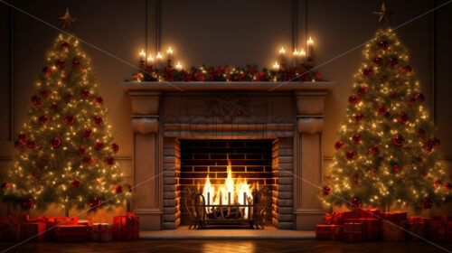 A Christmas atmosphere near a fireplace - Starpik Stock