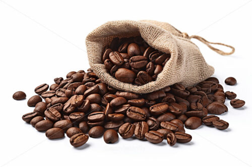 A bag of coffee beans on a white background - Starpik Stock