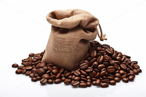 A bag of coffee beans on a white background - Starpik Stock