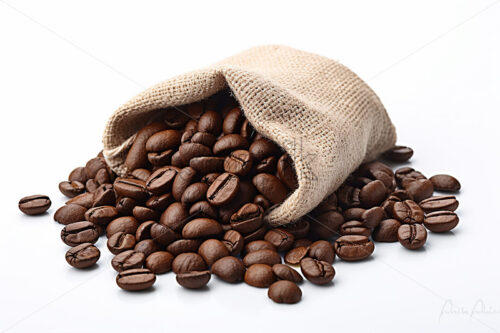 A bag of coffee beans on a white background - Starpik Stock