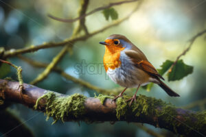 A bird sits on the branch of a tree - Starpik Stock