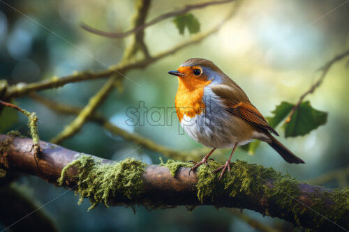 A bird sits on the branch of a tree - Starpik Stock