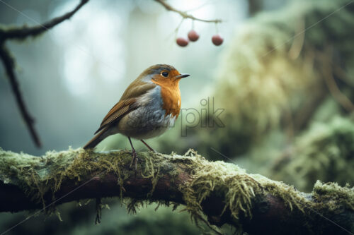 A bird sits on the branch of a tree - Starpik Stock