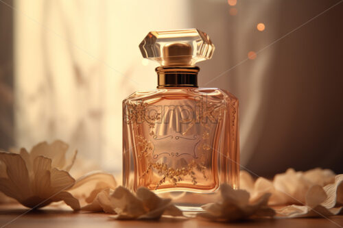 A bottle of luxury perfume on a table - Starpik Stock