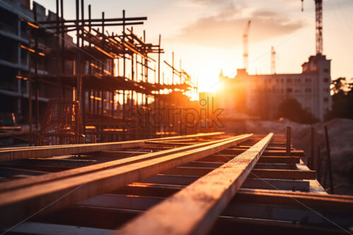 A construction site at sunset - Starpik Stock