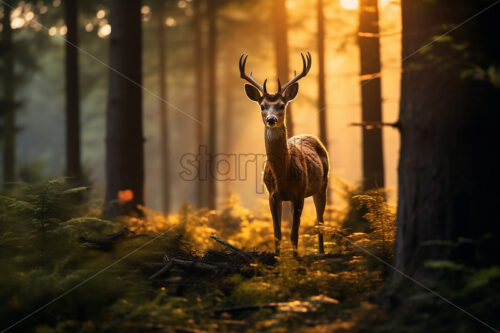 A deer walking through the woods - Starpik Stock