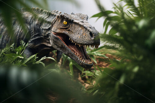 A dinosaur that sits in the bushes - Starpik Stock
