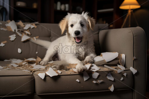 A dog that destroyed a couch