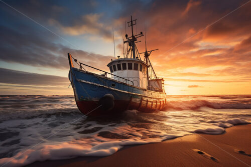 A fishing boat on the coast of the Baltic Sea - Starpik Stock