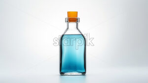A glass bottle with a liquid inside on a white background - Starpik Stock