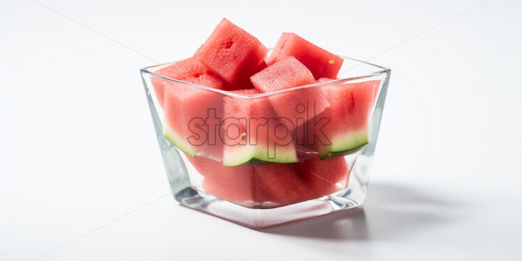 A glass bowl with pieces of watermelon - Starpik Stock