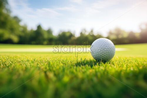 A golf ball sitting on a golf course - Starpik Stock